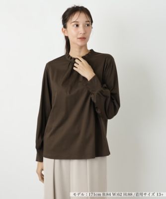 ＜Leilian plus house (Women/大きいサイズ)＞【ウォッシャブル】カットソー【ＢＯＵＲＧＥ】