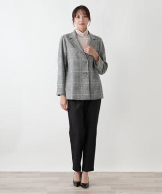 チェック柄テーラードジャケット【Leilian WHITE