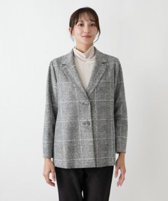 チェック柄テーラードジャケット【Leilian WHITE
