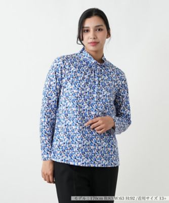 ＜Leilian plus house (Women/大きいサイズ)＞【ウォッシャブル】ギャザーネックプリントカットソー