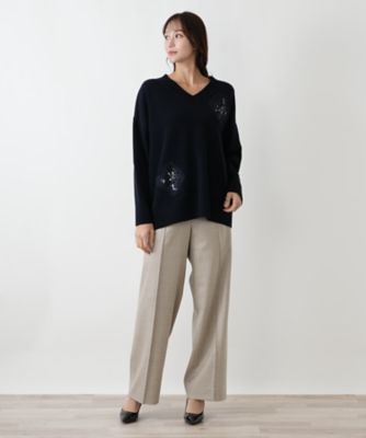 Vネックモチーフプルオーバー【BOURGE】 | Leilian plus house