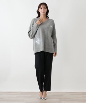 Vネックモチーフプルオーバー【BOURGE】 | Leilian plus house