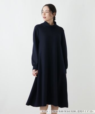 【送料無料】Leilian plus house (Women/大きいサイズ)/レリアン プラスハウス ハイネックAラインワンピース 39ネービーブルー ワンピース・ドレス【三越伊勢丹/公式】