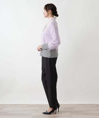 カシミヤ配色カーディガン【Leilian WHITE LABEL