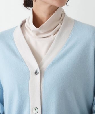 カシミヤ配色カーディガン【Leilian WHITE LABEL