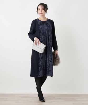 店舗人気】異素材切り替えワンピース【セレモニー】【Leilian