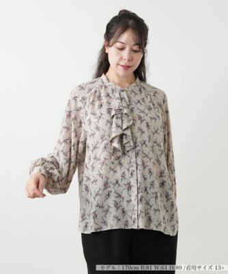 ＜Leilian plus house (Women/大きいサイズ)＞フラワー柄ボウタイブラウス【ＢＯＵＲＧＥ】