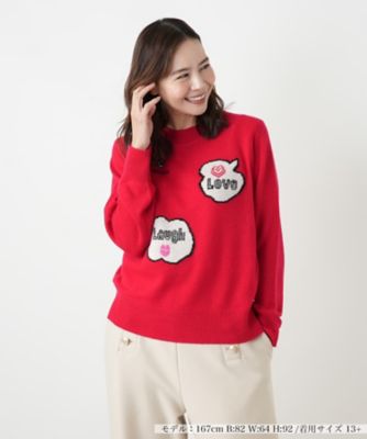 【送料無料】Leilian plus house (Women/大きいサイズ)/レリアン プラスハウス ロゴカシミヤニットプルオーバー 75アカ トップス【三越伊勢丹/公式】