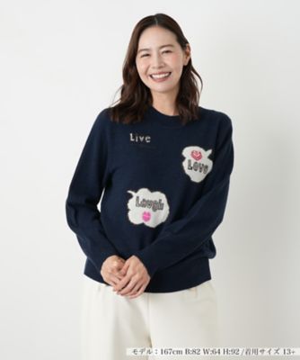 【送料無料】Leilian plus house (Women/大きいサイズ)/レリアン プラスハウス ロゴカシミヤニットプルオーバー 39ネービーブルー トップス【三越伊勢丹/公式】