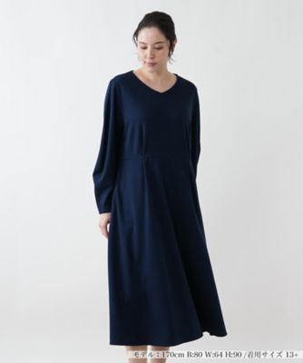 ＜Leilian plus house (Women/大きいサイズ)＞Ｖネックフレアワンピース【ＢＯＵＲＧＥ】