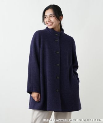 Lelilan レリアン ダッフルコート チェック ウール 13+ 大きいサイズ ダッフルコート ふわかるWOOLLY＋ ストレッチ アウター ビジネス