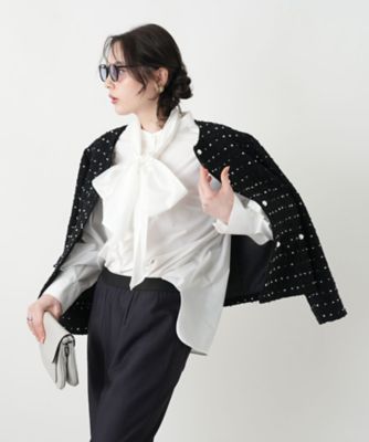 ドットツイードジャケット【セレモニー】【Leilian WHITE