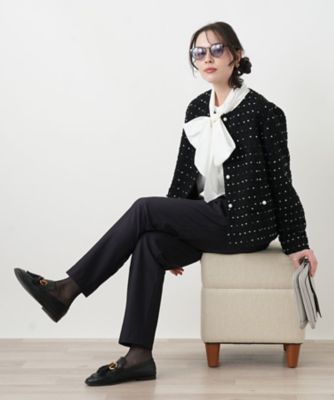 ドットツイードジャケット【セレモニー】【Leilian WHITE