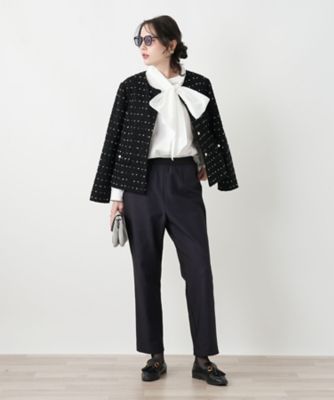 ドットツイードジャケット【セレモニー】【Leilian WHITE