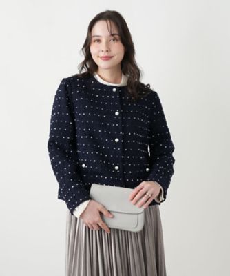 ドットツイードジャケット【セレモニー】【Leilian WHITE