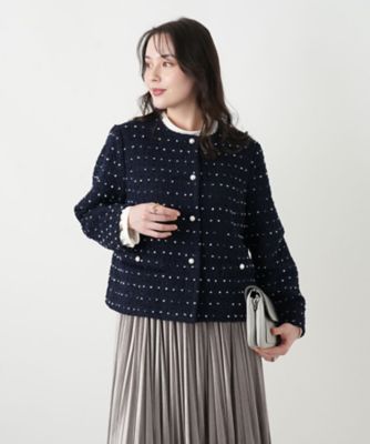 ドットツイードジャケット【セレモニー】【Leilian WHITE