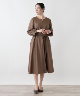 ウエストリボンベルト付きワンピース【Leilian WHITE
