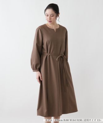 ＜Leilian plus house (Women/大きいサイズ)＞ウエストリボンベルト付きワンピース【Ｌｅｉｌｉａｎ　ＷＨＩＴＥ　ＬＡＢＥＬ】