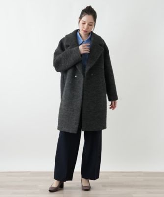 Leilian レリアン★アルパカ ブークレコート 裏地総柄【大きいサイズ】 Leilian レリアン☆アルパカ ブークレコート 裏地総柄【大きい