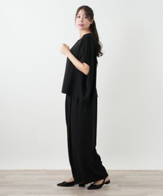 23SS✨極美品 レリアン フレンチスリーブ オールインワン 黒 13号 大きい フレンチスリーブロングジレ | ur's（ユアーズ）