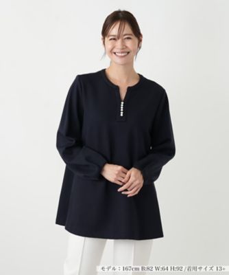 ＜Leilian plus house (Women/大きいサイズ)＞パール調ボタンチュニックブラウス【Ｌｅｉｌｉａｎ　ＷＨＩＴＥ　ＬＡＢＥＬ】