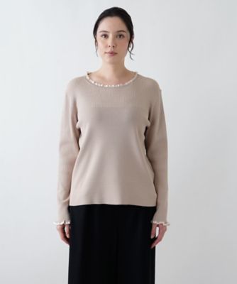フリルネックリブニット【BOURGE】 | Leilian plus house (Women