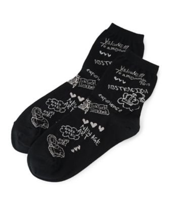 Leilian plus house (Women/大きいサイズ)/レリアン プラスハウス イラスト柄ショートソックス 99クロ 靴下【三越伊勢丹/公式】