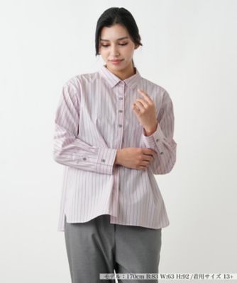 ストライプドロップショルダーシャツ | Leilian plus house (Women