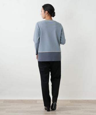 ストライプ切り替えプルオーバーニット | Leilian plus house (Women