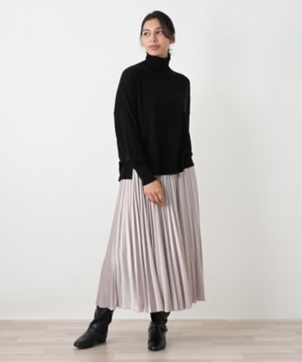 J657 美品 XL レリアンプラスハウス ニット ネイビー レッド レディース タートルネックニットプルオーバー | Leilian plus house (Women