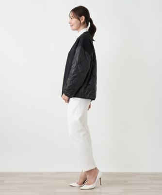 異素材切り替えノーカラーブルゾン | Leilian plus house (Women