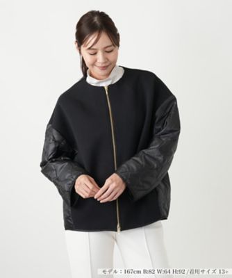 ＜Leilian plus house (Women/大きいサイズ)＞異素材切り替えノーカラーブルゾン