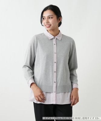 ＜Leilian plus house (Women/大きいサイズ)＞【ウォッシャブル】ニットレイヤード風ブラウス