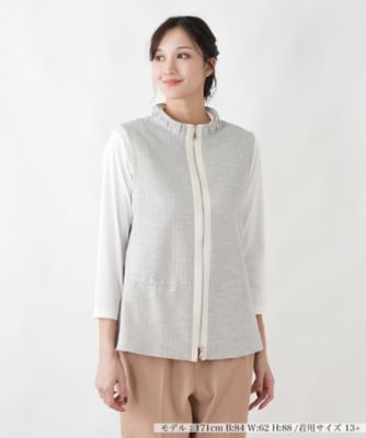 ＜Leilian plus house (Women/大きいサイズ)＞スタンドカラーラメジップベスト【ＲＯＣＨＡＳ　Ｐｒｅｍｉｅｒｅ】