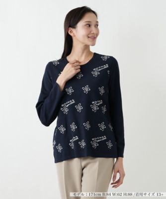 ＜Leilian plus house (Women/大きいサイズ)＞モチーフ柄ニットプルオーバー【ＲＯＣＨＡＳ　Ｐｒｅｍｉｅｒｅ】