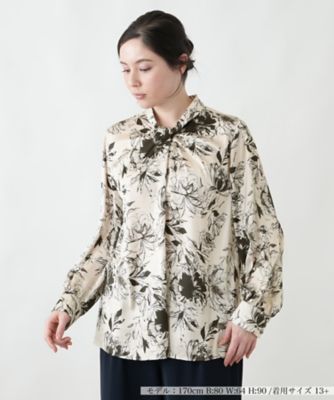 ＜Leilian plus house (Women/大きいサイズ)＞ボウタイ付フラワープリントブラウス