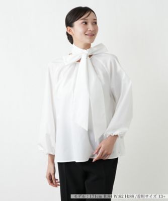 ＜Leilian plus house (Women/大きいサイズ)＞洗えるボウタイブラウス【２６年１月カタログ】