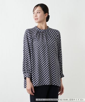 ＜Leilian plus house (Women/大きいサイズ)＞ギャザーネック幾何学柄プルオーバー