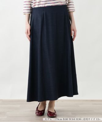 ＜Leilian plus house (Women/大きいサイズ)＞デニムフレアスカート【Ｒｉｃｈ　１－ｍｉｌｅ】【２６年２月カタログ】