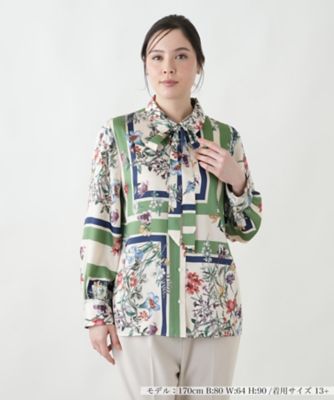 ＜Leilian plus house (Women/大きいサイズ)＞【店舗人気】スカーフ柄ブラウス