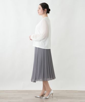 異素材シアー袖プリーツブラウス | Leilian plus house (Women/大きい