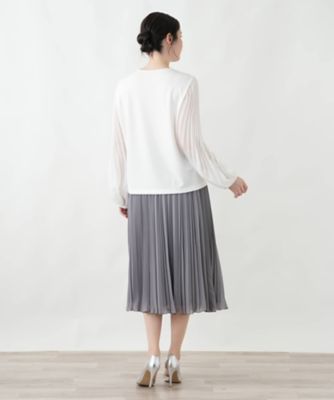 異素材シアー袖プリーツブラウス | Leilian plus house (Women/大きい