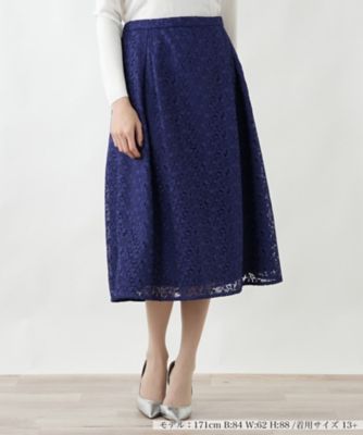 ＜Leilian plus house (Women/大きいサイズ)＞総レースフレアスカート【ＢＯＵＲＧＥ】