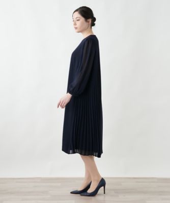 店舗人気】サイドプリーツワンピース【Leilian WHITE