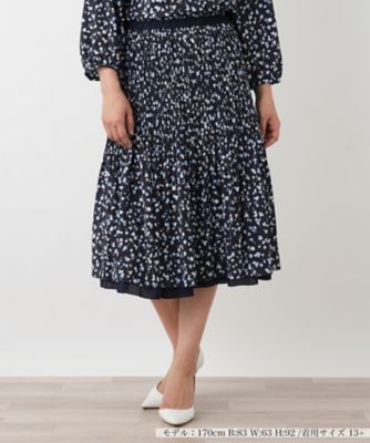 ＜Leilian plus house (Women/大きいサイズ)＞リバーシブル　フラワープリント　プリーツスカート【Ｌｅｉｌｉａｎ　ＷＨＩＴＥ　ＬＡＢＥＬ】