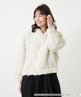 ＜Leilian plus house (Women/大きいサイズ)＞ファンシーツイード調ジップジャケット【ＮＥＭＩＫＡ】