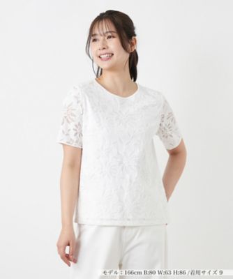 ＜Leilian plus house (Women/大きいサイズ)＞ラッセルレースカットソー【ＲＯＣＨＡＳ　Ｐｒｅｍｉｅｒｅ】【２６年３月カタログ】