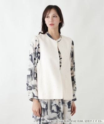 ＜Leilian plus house (Women/大きいサイズ)＞配色スカラップニットプルオーバー【ＢＯＵＲＧＥ】