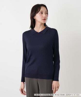 ＜Leilian plus house (Women/大きいサイズ)＞襟付きリブニット【ＢＯＵＲＧＥ】