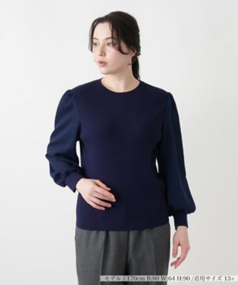 ＜Leilian plus house (Women/大きいサイズ)＞シアーパフスリーブニットプルオーバー【ＢＯＵＲＧＥ】